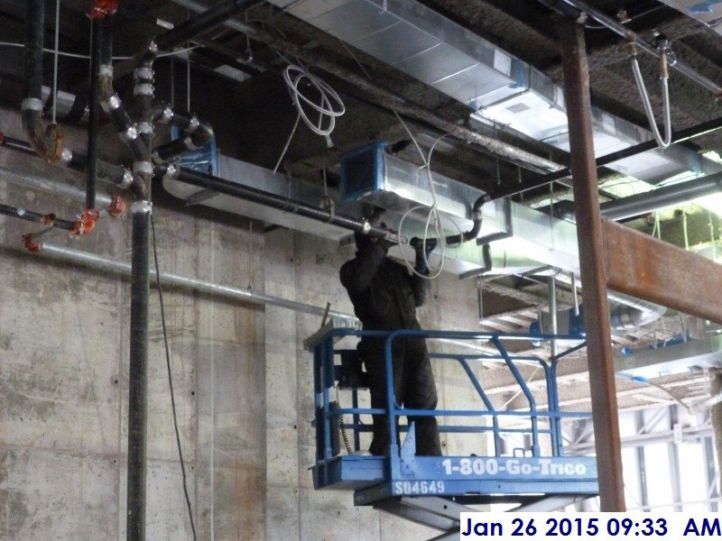 Installing waste and vent piping at the 1st floor Facing North
